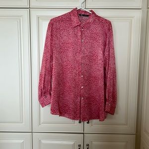 Zara silky shirt in oil and red